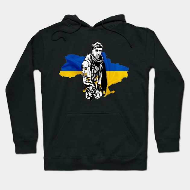 Glory to Ukraine. Peace for Ukraine - Ukrainian soldier hero. Hoodie by Tee Shop